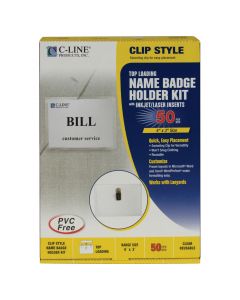 C-Line Clip Style Name Badge Holder Kit 4 in x 3 in  95543  per badge holder