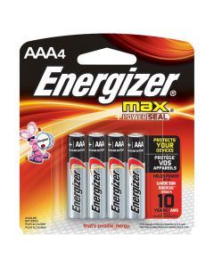 Energizer Alkaline Battery  AAA     E92BP-4        ea-pk/4