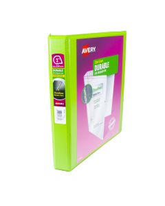 Avery Durable 3Ring Binder 1in View with Slant Ring  Green  17832