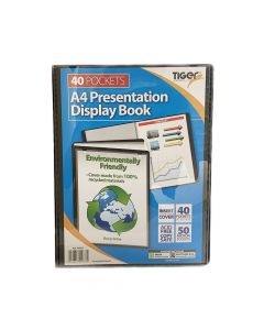 Tiger Presentation Display Book  40-Pocket A4  Black          300933