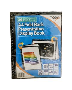 Tiger Display Book 36-Pocket  A4 Fold Back Black          301784