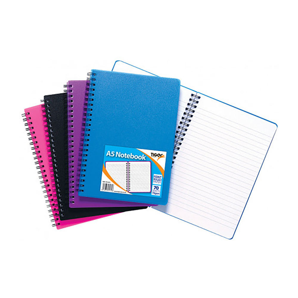 Tiger Notebook A5 Ruled TwinWire Spiral PPCover 301472ea