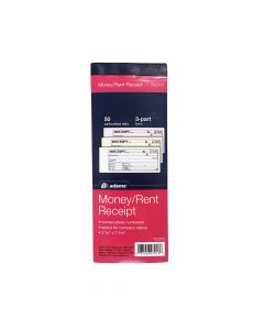 Adams Receipt Book (Money/Rent) Triplicate NCR 2 3/4 x 7 3/16 TC7201 (50pg)