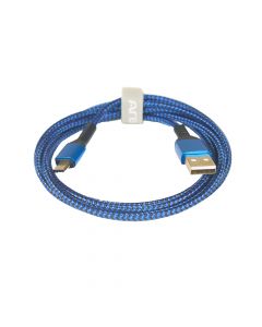 Argom Charge and Sync Cable 2.4A Micro USB 2.0 USB 6ft Blue Nylon A00508