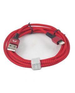 Argom Charge and Sync Lightning Cable 2.4A 2.0 USB 6ft Red Nylon A00513
