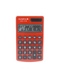Olympia pocket calculator w/case LCD1110 Red 941901002