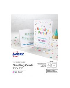 Avery Greeting Card Half Fold White Textured w/Envelopes 3378