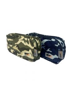 Tiger Pencil Case Double Zip Square Camouflage Blue/Green 302506