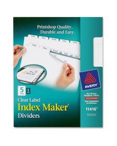 Avery Tab Dividers Clear 5  Index Maker Use with Laser/Inkjet   11416 ea-set