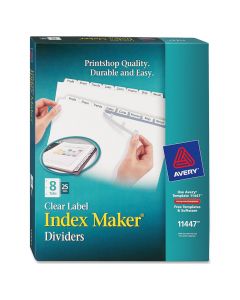 Avery Tab Dividers Index Maker 8-Tab Clear Labels 11447 ea-bx/25