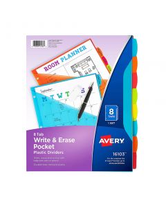 Avery Dividers Plastic Write and Erase Set of 8-Tab   16103 per set