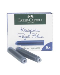 Faber Castell Ink Cartridge Erasable Box of 6 Blue  185506