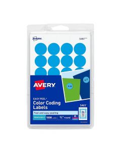 Avery Label Color Coding  3/4 in Diameter  Print/Write Lt Blue  5461