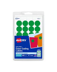 Avery Label Color Coding  3/4 in Diameter Green Laser/InkJet    5463