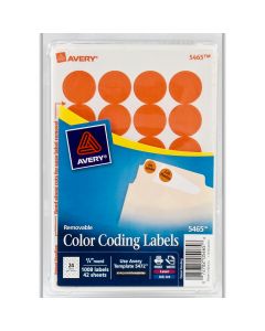 Avery Label Color Coding  3/4 in Diameter Orange Laser/InkJet    5465