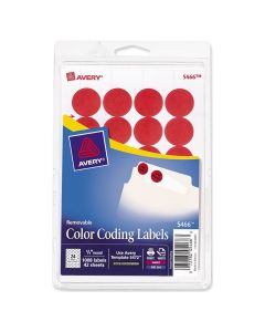 Avery Label Color Coding  3/4 in Diameter  Print/Write  Red       5466