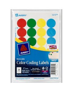 Avery Label Color Coding  3/4 in Diameter  Assorted Colours     05472