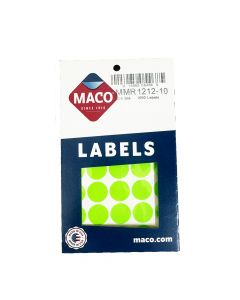 Maco Label Color Coding  3/4 in Diameter  Green Fluorescent     MR121210