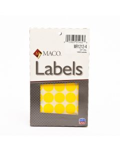 Maco Label Color Coding  3/4 in Diameter   Yellow        MR1212-4