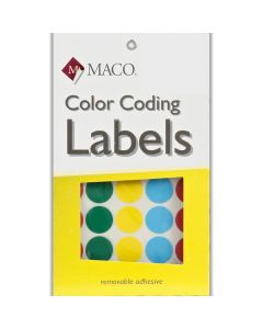 Maco Label Color Coding  3/4 in Diameter   Assorted Colours      MR1212A1