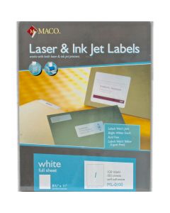 Maco Laser/Ink Jet Label  8 1/2 x 11 Letter Size          ML-0100