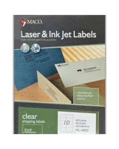 Maco Laser Label   2 in x 4 1/4 in  Clear Matte    ML-4003