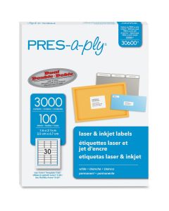 Avery Pres-a-ply Laser Label   1 in x 2 5/8 in     30600