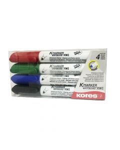 Kores Whiteboard Marker Set of 4 Red, Blue, Black, Green XW1 Round Tip 20843