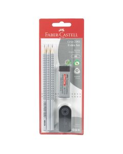 Faber Castell Grip 2001 Exam Pencil 3/Set w/Eraser + Sharpener     217079
