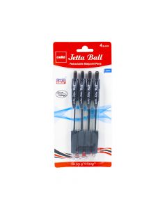 Cello Jetta Ball Retractable Pen 1mm Black ea-pk/4 153338