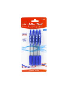 Cello Jetta Ball Retractable Pen 1mm Blue   ea-pk/4 153345