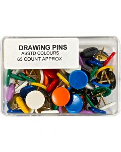 Essentials Drawing Pin Assorted Colours 34611 ea-pk/65
