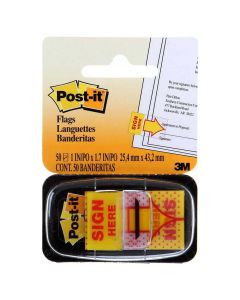 3M Post-It Flag Tape  - Sign Here -  pk/50      680-9