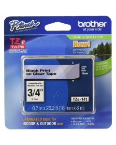Brother P-Touch Tape TZ-141  3/4 in  Clear