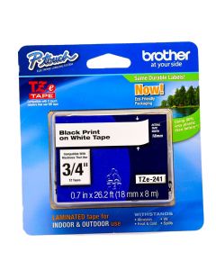 Brother P-Touch Tape TZ-241  3/4 in  White