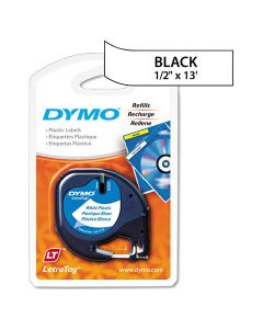 Dymo LetraTag Plastic Tape  1/2 in x 13 ft White       91331