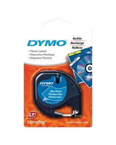 Dymo LetraTag Plastic Tape  1/2 in x 13 ft  Blue       91335
