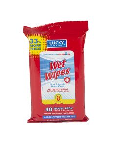 Lucky Antibacterial Wet Wipes Travel Pack 40ct   04313
