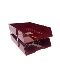Letter Tray Burgundy set of 2 with Risers
