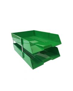 Letter Tray Green set of 2 with Risers