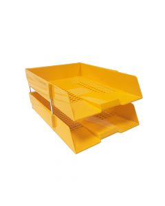Letter Tray Yellow set of 2 with Risers