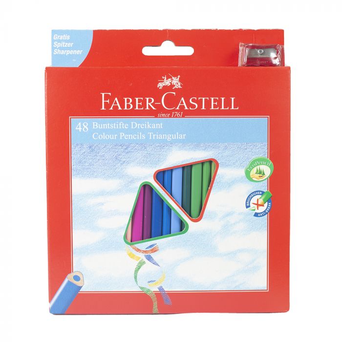 Faber Castell Triangular Colouring Pencil Set/48 with Sharpener 120548