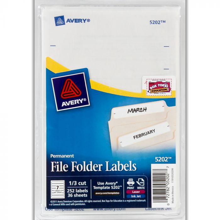 Avery Label File Folder Print/Write White 5202