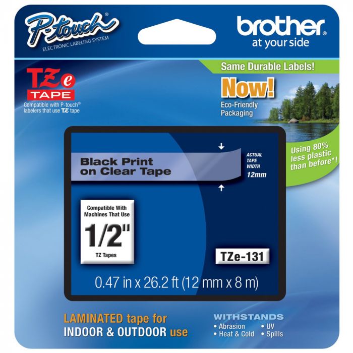 Brother P-Touch Tape TZe-131 1/2 in Clear