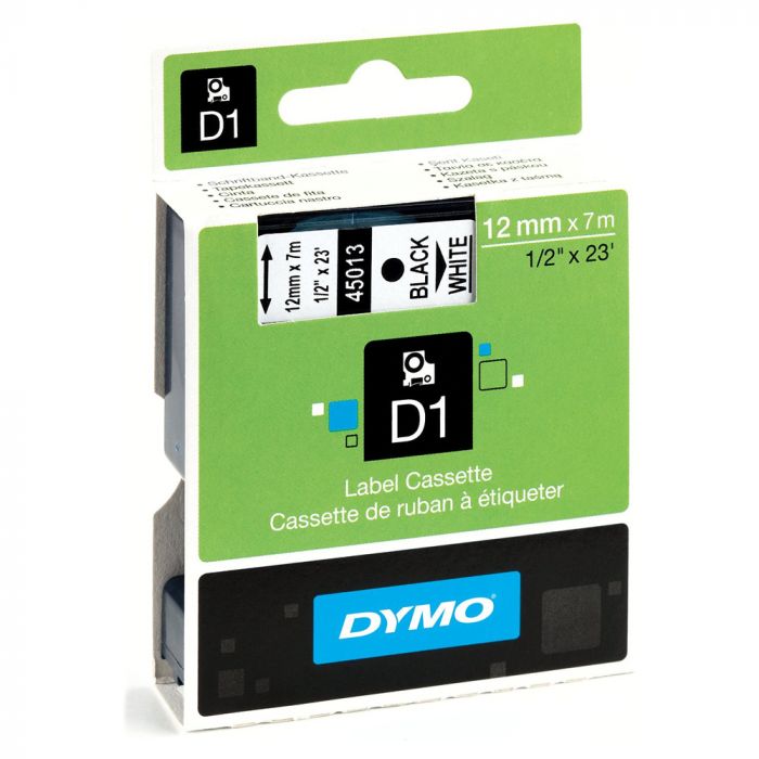 Details about   2PK White on Black Label Tape 1/2" For DYMO D1 45021 LabelManager 160 450D 23ft 