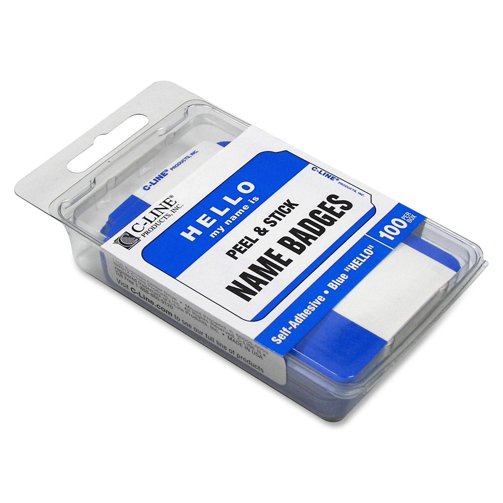 C-Line Name Badge - Hello - Self-Adhesive  Blue    92235 ea-pk/100
