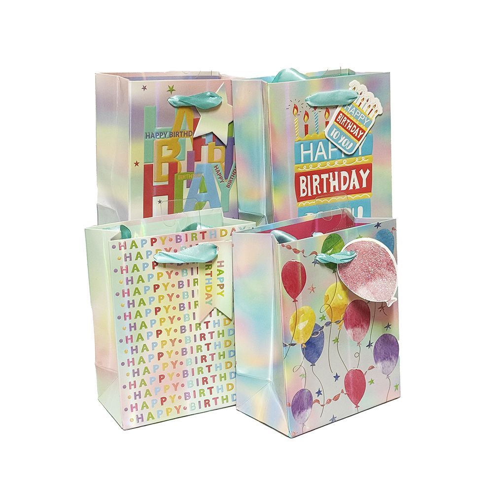 ALEF Birthday Gift Bag Embossed Iridescent Small 50684
