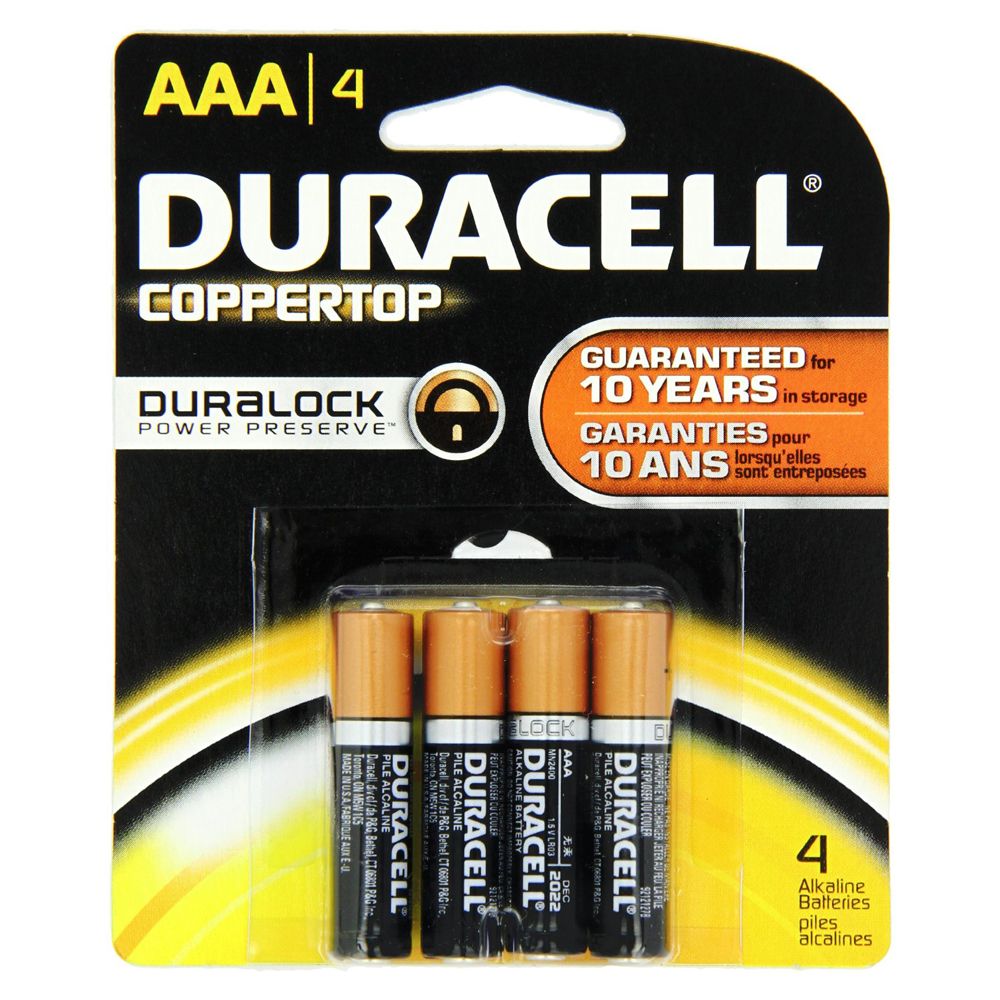 Duracell Alkaline Battery  AAA       MN2400    ea-pk/4