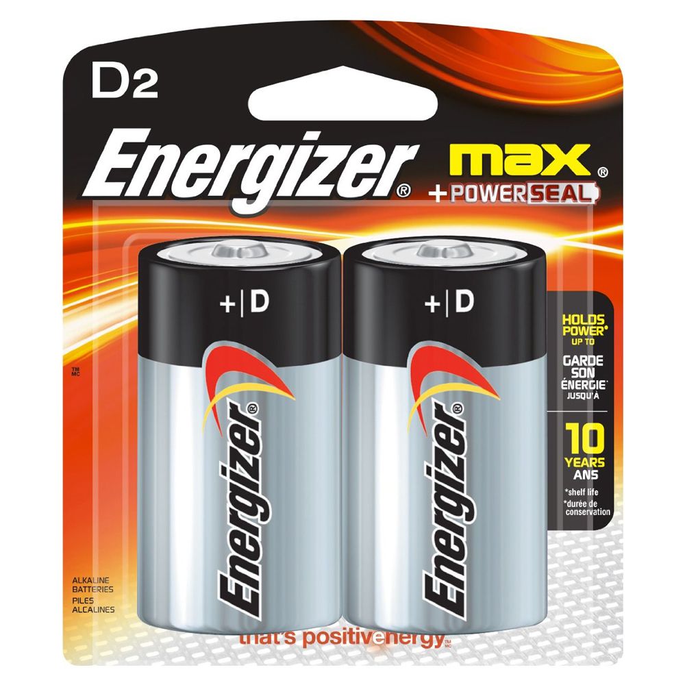 Energizer Alkaline Battery  D          E95BP-2         ea-pk/2