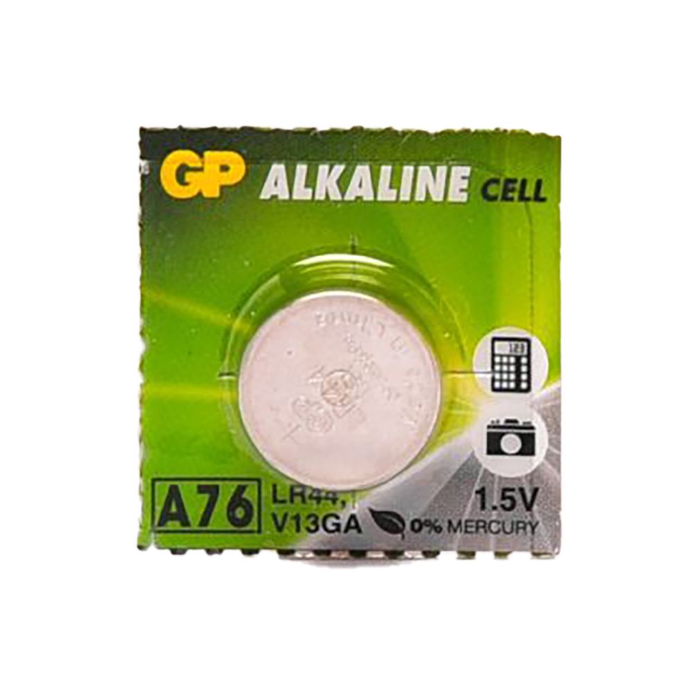 GP Alkaline Battery  A76 1.5V   (LR44)   (calc/camera)